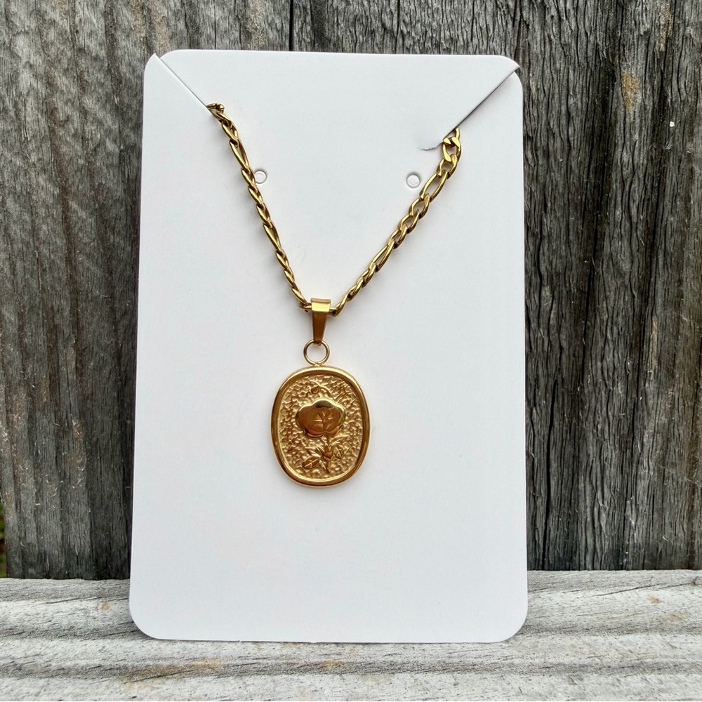 Gold Plated Carnation Flower Necklace